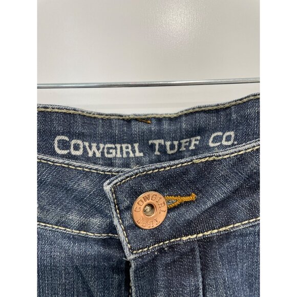 Cowgirl Tuff Co Wild Thing Bootcut Denim Jeans Women 34 Distressed Western Ranch - Picture 3 of 12